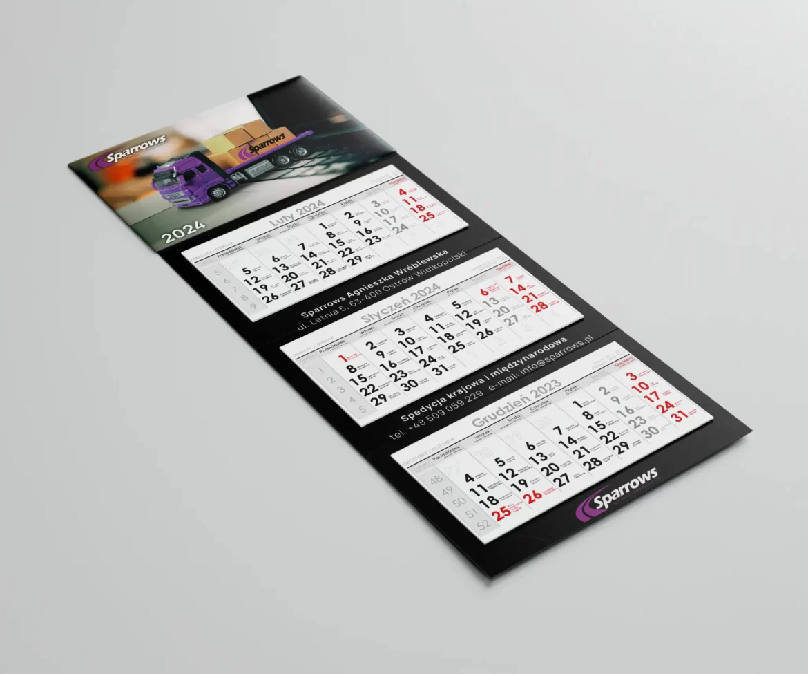 Agencja Reklamowa REKOS - kalendarz trójdzielny dla firmy Sparrows