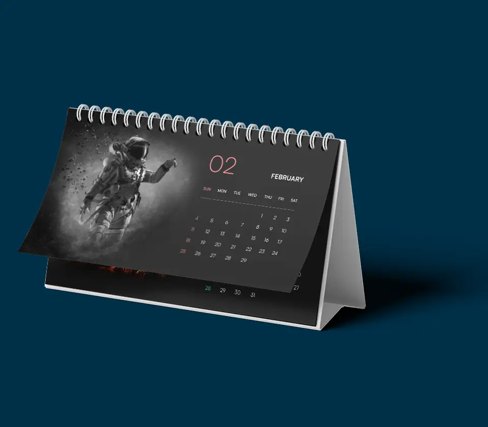 Projekt kalendarza biurkowego premium z miesięcznym rozkładem