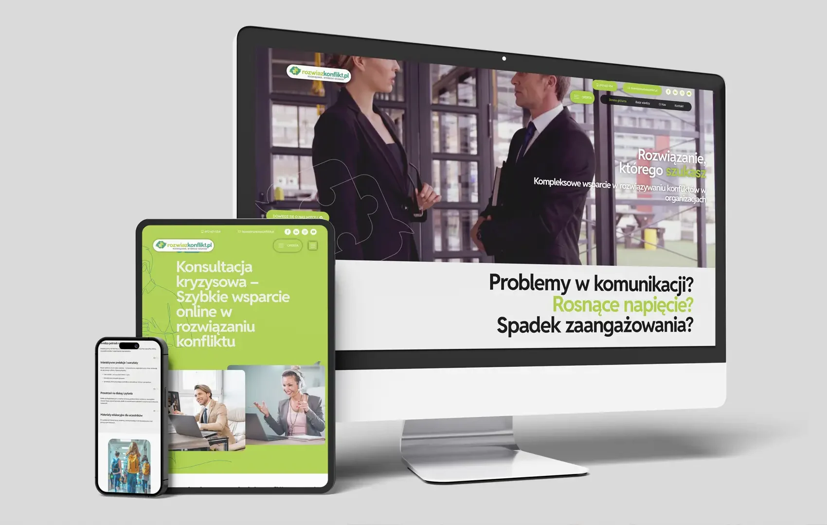 Responsywna i nowoczesna strona internetowa dla firmy doradczej B2B na różnych urządzeniach