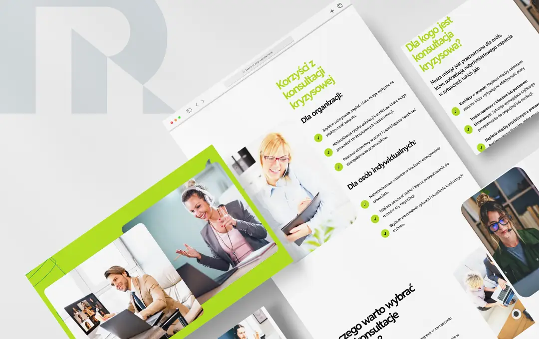 Przejrzysty układ oferty i czytelna typografia na stronie www dla branży HR
