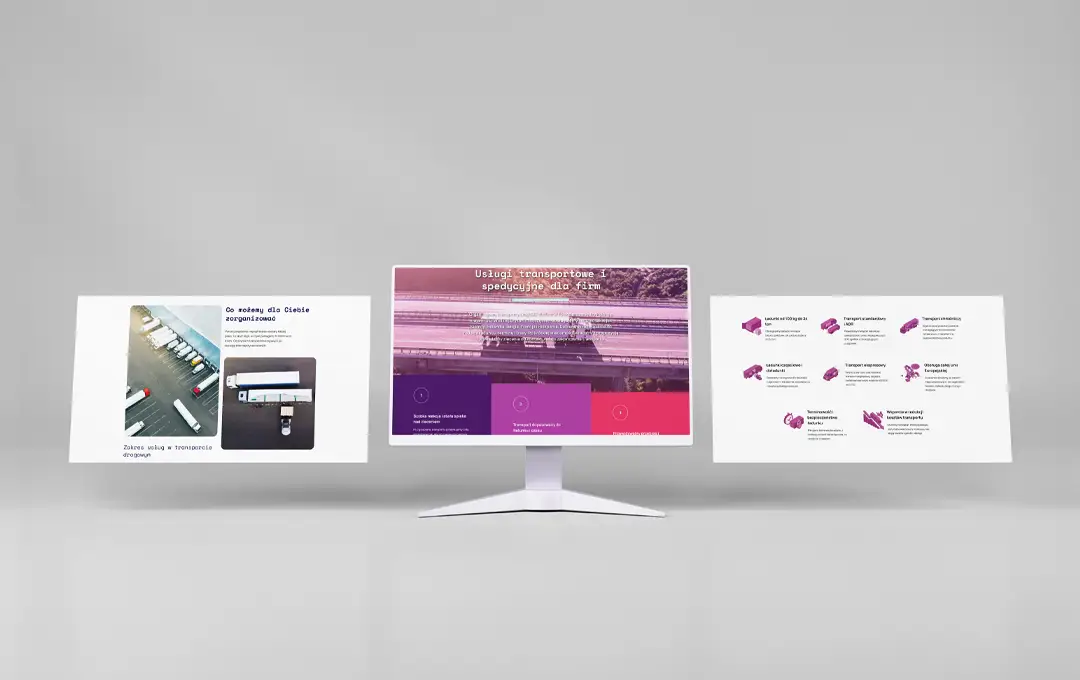 Projekt zakładek ofertowych na stronie internetowej firmy spedycyjnej Sparrows z czytelnym podziałem na rodzaje ładunków